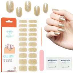 Modelones 20-Pcs Semi-Cured Gel Nail Strips - Champagne Gold-14