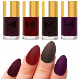 MI FASHION Set Of 4 Velvet Matte Long Lasting Nail Polish - 9.9ml Each-image-65