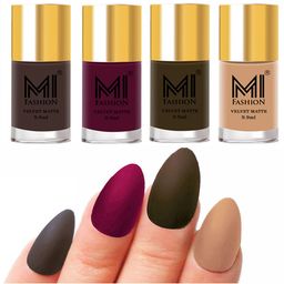 MI FASHION Set Of 4 Velvet Matte Long Lasting Nail Polish - 9.9ml Each-image-42