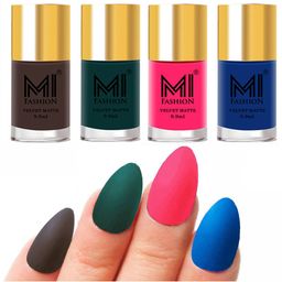 MI FASHION Set Of 4 Velvet Matte Long Lasting Nail Polish - 9.9ml Each-image-45
