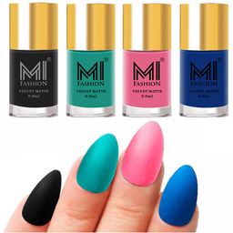 MI FASHION Set Of 4 Velvet Matte Long Lasting Nail Polish - 9.9ml Each-image-55