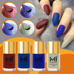 MI FASHION Set Of 4 Velvet Matte Long Lasting Nail Polish - 9.9ml Each-image-56