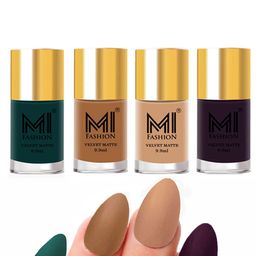 MI FASHION Set Of 4 Velvet Matte Long Lasting Nail Polish- 9.9 ml Each-image-99