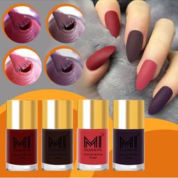 MI FASHION Set Of 4 Velvet Matte Long Lasting Nail Polish- 9.9 ml Each-image-53