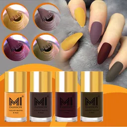 MI FASHION Set Of 4 Velvet Matte Long-Lasting Nail Polish - 9.9ml each-12