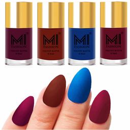 MI FASHION Set Of 4 Velvet Matte Long Lasting Nail Polish - 9.9ml Each-image-53