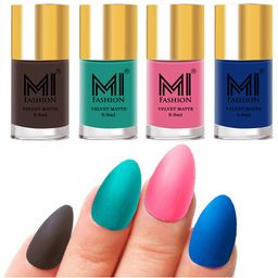 MI FASHION Set Of 4 Velvet Matte Long Lasting Nail Polish - 9.9ml Each-image-43
