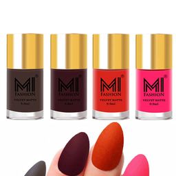 MI FASHION Set Of 4 Velvet Matte Long Lasting Nail Polish- 9.9 ml Each-image-96