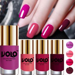 VOLO Set Of 4 HD Colors Nail Polish-Bright Plum -Pink Mania-Moon Magenta -Wine-Combo No-1-51