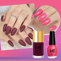 MI FASHION Set of Vernis A Ongles High Shine - 15ml & Velvet Matte - 9.9ml Nail Polish-18