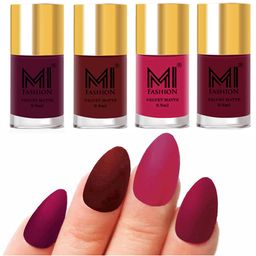 MI FASHION Set Of 4 Velvet Matte Long Lasting Nail Polish - 9.9ml Each-image-61