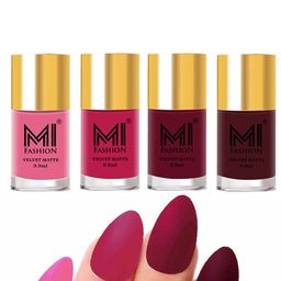 MI FASHION Set Of 4 Velvet Matte Long Lasting Nail Polish- 9.9 ml Each-image-83