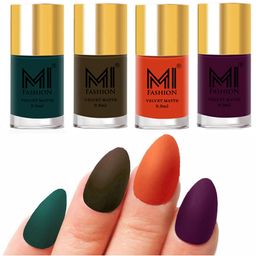 MI FASHION Set Of 4 Velvet Matte Long Lasting Nail Polish - 9.9ml Each-image-48