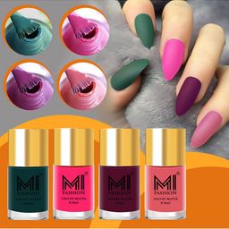 MI FASHION Set Of 4 Velvet Matte Long Lasting Nail Polish- 9.9 ml Each-image-46