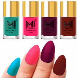 MI FASHION Set Of 4 Velvet Matte Long Lasting Nail Polish - 9.9ml Each-image-62