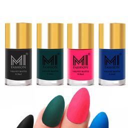 MI FASHION Set Of 4 Velvet Matte Long Lasting Nail Polish- 9.9 ml Each-image-98