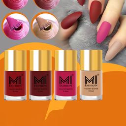 MI FASHION Set Of 4 Velvet Matte Nail Polish - 9.9 ml Each-9