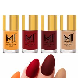 MI FASHION Set Of 4 Velvet Matte Long Lasting Nail Polish- 9.9 ml Each-image-94