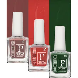 PERPAA Colorich 3Pcs French Formula Nail Polish - Bold Red-Army Green-Coco Brown-58