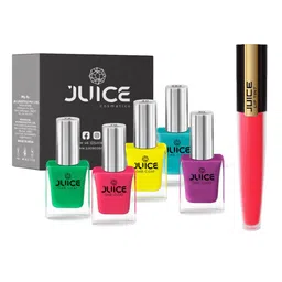 JUICE Set of 5 One Coat Nail Polishes with 1 Liptint - Bling Pink-21