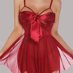 VAGHBHATT Red Net Baby Doll-image-14