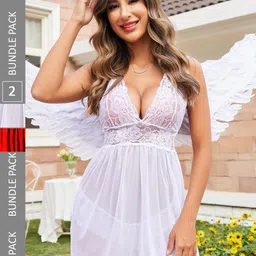 PIBU Pack Of 2 Self Design Shoulder Straps Net Baby Doll-image-92