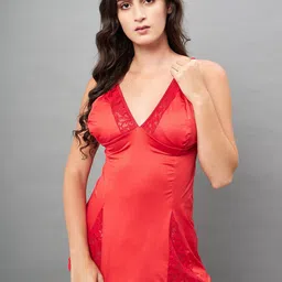 SECRETS BY ZEROKAATA Solid Baby Dolls with Thong Briefs-image-29