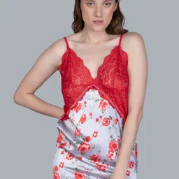 Herryqeal Floral Printed Satin Baby Doll-picture-14