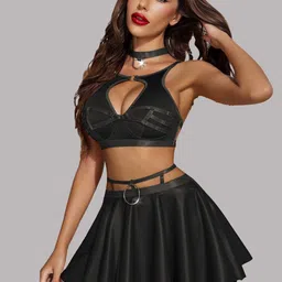 FIMBUL Self Design Halter Neck Baby Doll-image-79