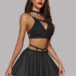 FIMBUL Self Design Halter Neck Baby Doll-picture-25