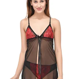 new blue eyes Self Design Shoulder Straps Tie-Ups Detail Baby Doll-image-96