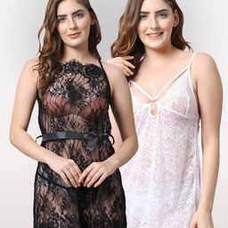 Shararat Set Of 2 Lace Baby Dolls-image-92