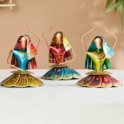 Home Centre Red & Blue 3-Pieces Figurines Kalbeliya Dolls Showpieces-image-9