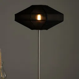 FIG Luxe Black & Silver-Toned Textured Abstract Shaped Stockholm Table Lamp with Bulb-image-81