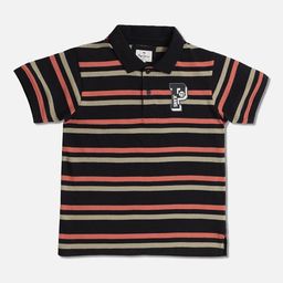 Pepe Jeans Boys Black & Beige Striped Polo Collar T-shirt-image-28