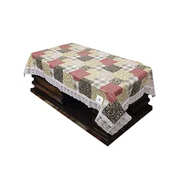 Kuber Industries White & Red Printed 4-Seater Rectangular Table Cover image 2