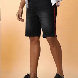 Campus Sutra Men Mid Rise Washed Cotton Denim Shorts-picture-17