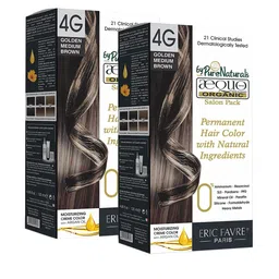 Aequo Organic Set of 2 Permanent Cream Hair Color 120 ml Each - Golden Medium Brown 4G-16
