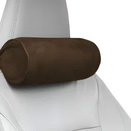 Pum Pum Brown Fibre Filled Ultra Soft Car Bolster Headrest Pillow-16