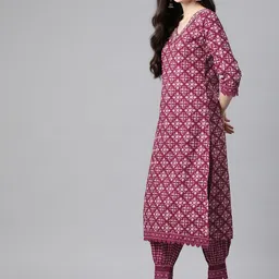 Yuris Ethnic Motifs Printed Thread Work Pure Cotton Kurta with Salwar & Dupatta image 5