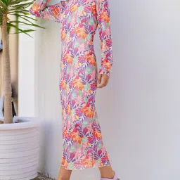 DressBerry Girly Glam Soft Net Floral Printed Maxi Dress Comes With Inner Slip-picture-17