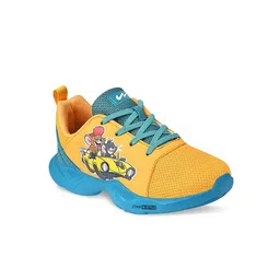 Campus Unisex Kids Mustard & Turquoise Blue Textured Mesh Tom & Jerry Running Shoes-31