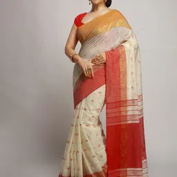 WoodenTant Ethnic Motif Woven Design Zari Saree-picture-14