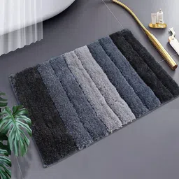 LUXEHOME INTERNATIONAL Grey & Black 2 Pieces Striped Anti-Skid Doormats-21