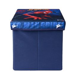 Kuber Industries Navy Blue & Red Wooden Printed Foldable Storage Sitting Stool-50