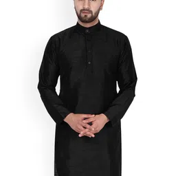 Enciger Mandarin Collar Dupion Silk Straight Kurta-picture-21