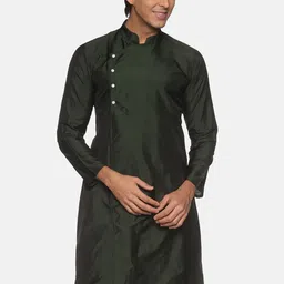 Sethukrishna Men Green Thread Work Handloom Kurta-30