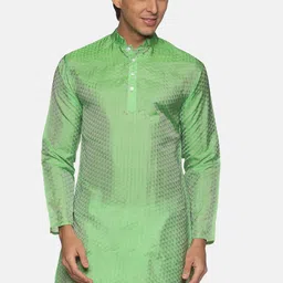 Sethukrishna Men Green Woven Design Kurta-image-54