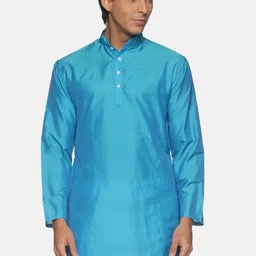 Sethukrishna Men Turquoise Blue Handloom Kurta-37