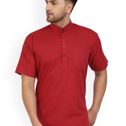 Enciger Band Collar Cotton Straight Kurta-image-86
